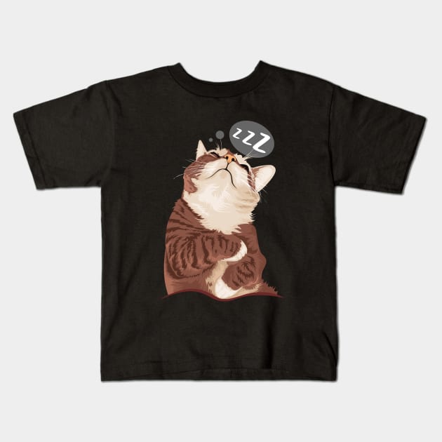 Sleeping Cat Kids T-Shirt by Mako Design 